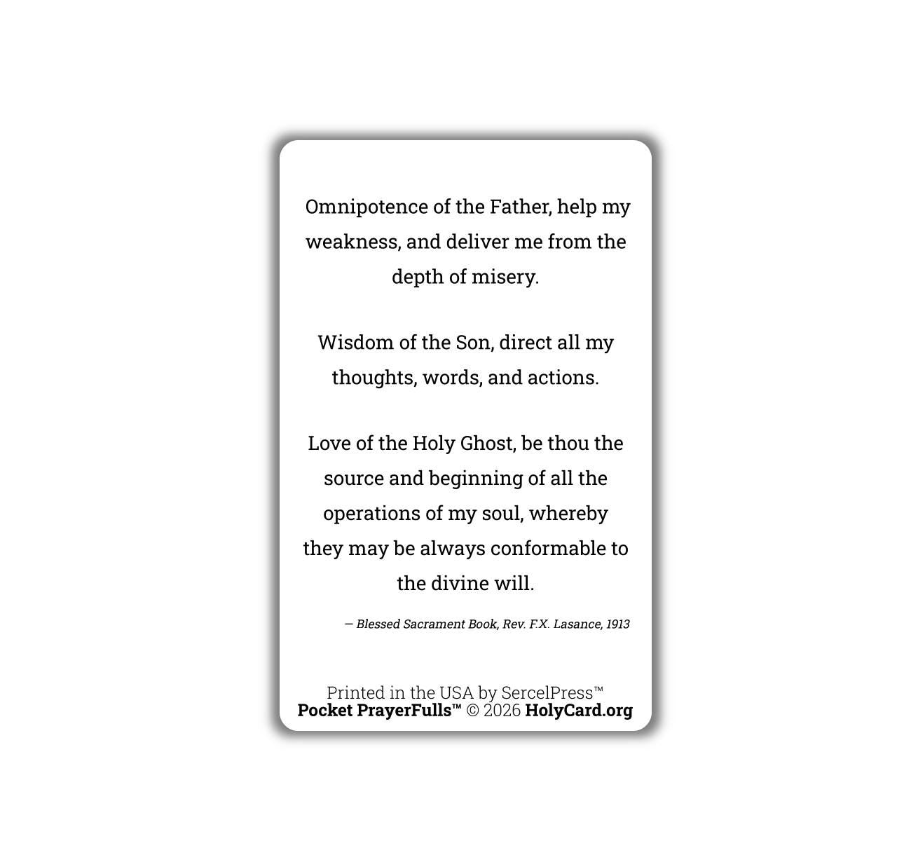 Prayer to the Most Holy Trinity: Pocket PrayerFulls™ | Uncompromising Holy Cards—Built to Last. Backed for Life | Catholic Prayers