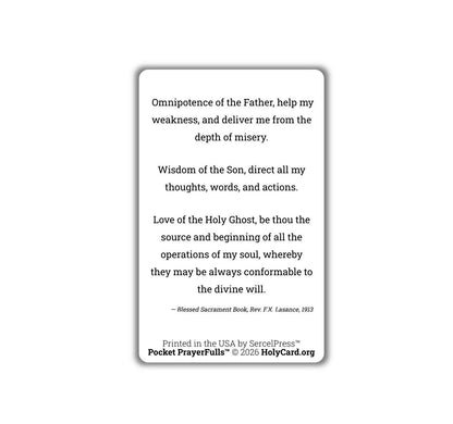 Prayer to the Most Holy Trinity: Pocket PrayerFulls™ | Uncompromising Holy Cards—Built to Last. Backed for Life | Catholic Prayers