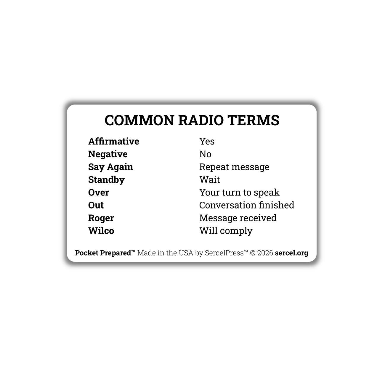 NATO / ICAO Phonetic Alphabet Reference Card – Aviation Radio Alphabet Cheat Sheet – Durable Wallet Card – Waterproof Plastic – Made in USA
