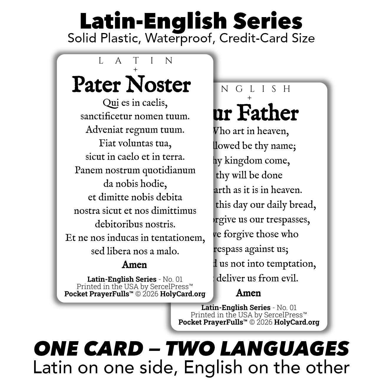 Our Father Latin & English - Bilingual Catholic Prayer Card | Pater Noster | Double-Sided Pocket PrayerFulls | Latin-English Series No. 01