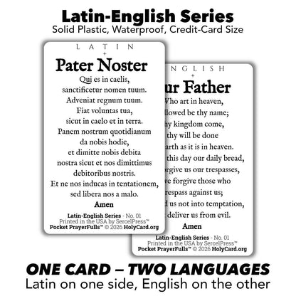 Our Father Latin & English - Bilingual Catholic Prayer Card | Pater Noster | Double-Sided Pocket PrayerFulls | Latin-English Series No. 01