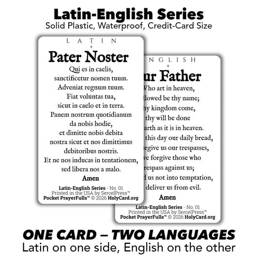 Our Father Latin & English - Bilingual Catholic Prayer Card | Pater Noster | Double-Sided Pocket PrayerFulls | Latin-English Series No. 01
