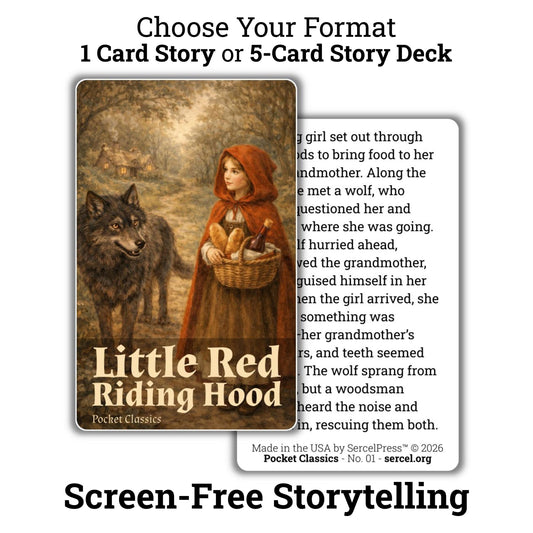 Little Red Riding Hood Story Cards – Illustrated Fairy Tale – Screen-Free Kids Storytelling Activity – Durable Plastic Cards – Made in USA