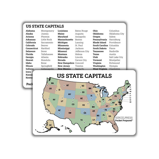 US Time Zone Map Wallet Card – Time Conversion Reference – Waterproof EDC Travel Tool – Pocket Prepared™ Plastic Card - Made in USA