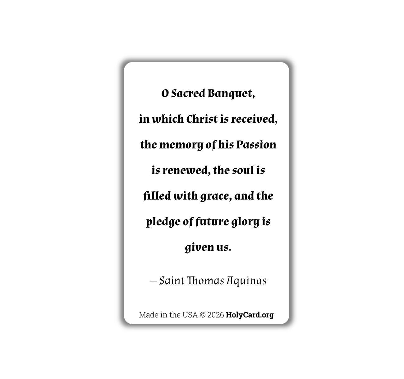 Blessed Sacrament Prayer Card – O Sacred Banquet by St. Thomas Aquinas – Eucharistic Adoration Holy Card – Pocket PrayerFulls™