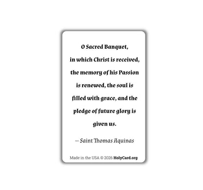 Blessed Sacrament Prayer Card – O Sacred Banquet by St. Thomas Aquinas – Eucharistic Adoration Holy Card – Pocket PrayerFulls™