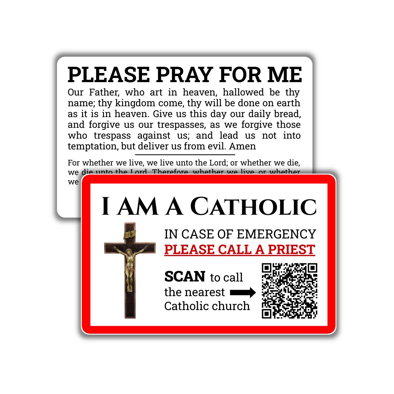 I Am a Catholic Emergency Card – QR Code Calls Nearest Catholic Church – Waterproof Wallet Card – Priest Notification Card - Catholic EDC