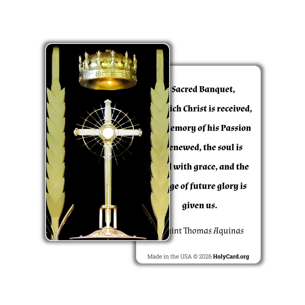 Blessed Sacrament Prayer Card – O Sacred Banquet by St. Thomas Aquinas – Eucharistic Adoration Holy Card – Pocket PrayerFulls™