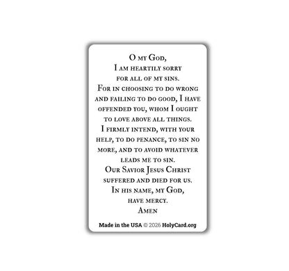 Act of Contrition Prayer Card – Durable Plastic Catholic Holy Card – Catholic Wallet Prayer Card – Made in the USA – Pocket PrayerFulls™