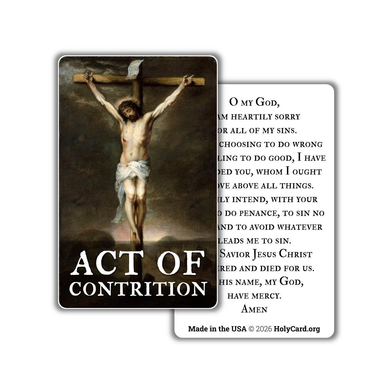 Act of Contrition Prayer Card – Durable Plastic Catholic Holy Card – Catholic Wallet Prayer Card – Made in the USA – Pocket PrayerFulls™