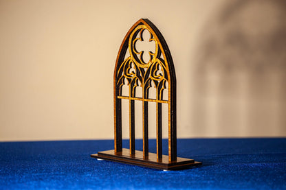 Gothic Cathedral Holy Card Display - Wood Stand for Pocket PrayerFulls™ Holy Cards - Catholic Desk, Shelf, Prayer Corner - Made in USA