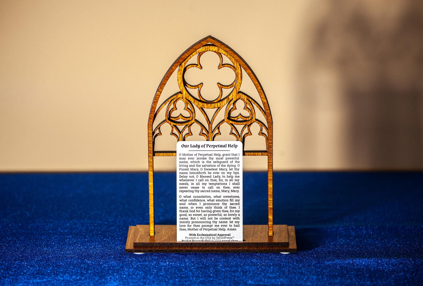 Gothic Cathedral Holy Card Display - Wood Stand for Pocket PrayerFulls™ Holy Cards - Catholic Desk, Shelf, Prayer Corner - Made in USA