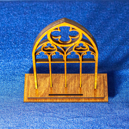 Gothic Cathedral Holy Card Display - Wood Stand for Pocket PrayerFulls™ Holy Cards - Catholic Desk, Shelf, Prayer Corner - Made in USA