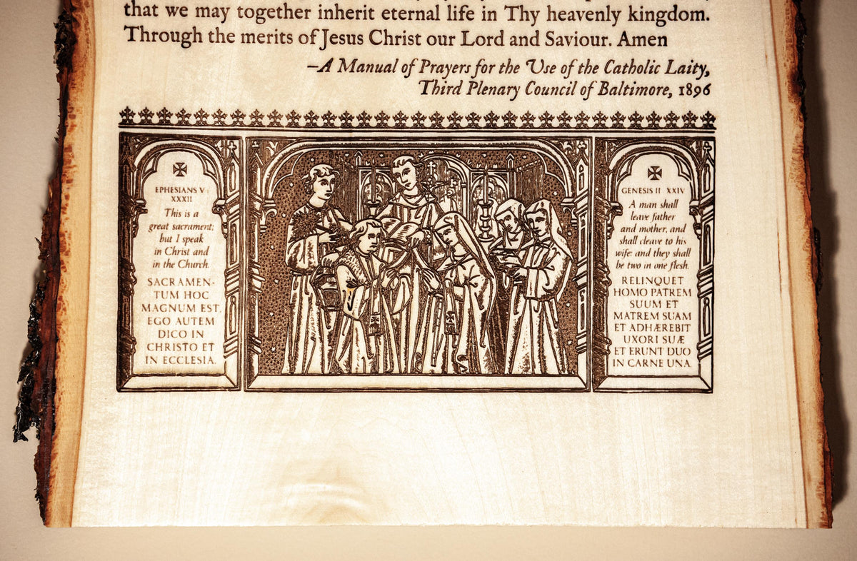 Catholic Prayer of Husband & Wife 9x13" Engraved Wood Wall Plaque – Rustic Live Edge Wedding Gift – Anniversary Gift – Made in the USA